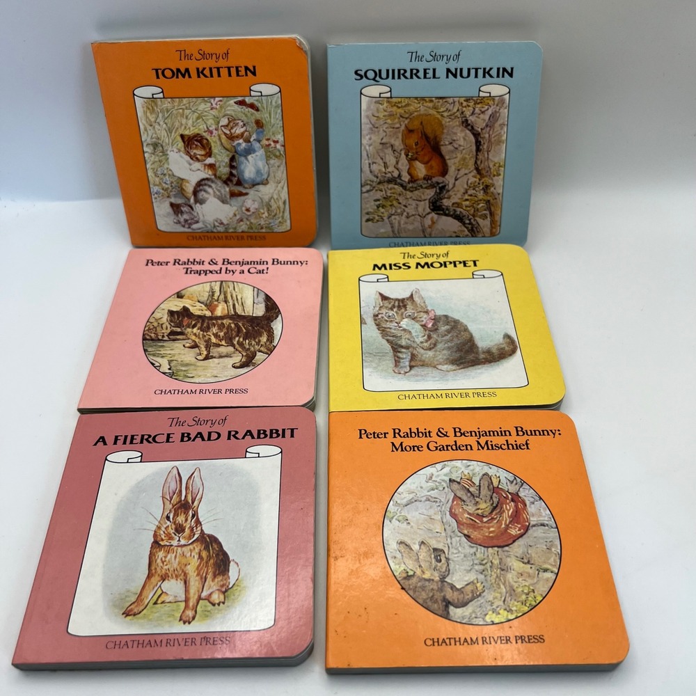 Chatham River Press Mini Board Books Lot of 6 Tom Kitten, Squirrel Nutkin VTG